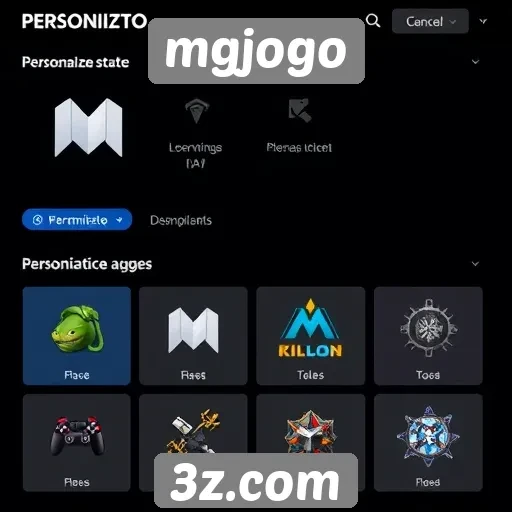 Recursos de personalização disponíveis no mgjogo